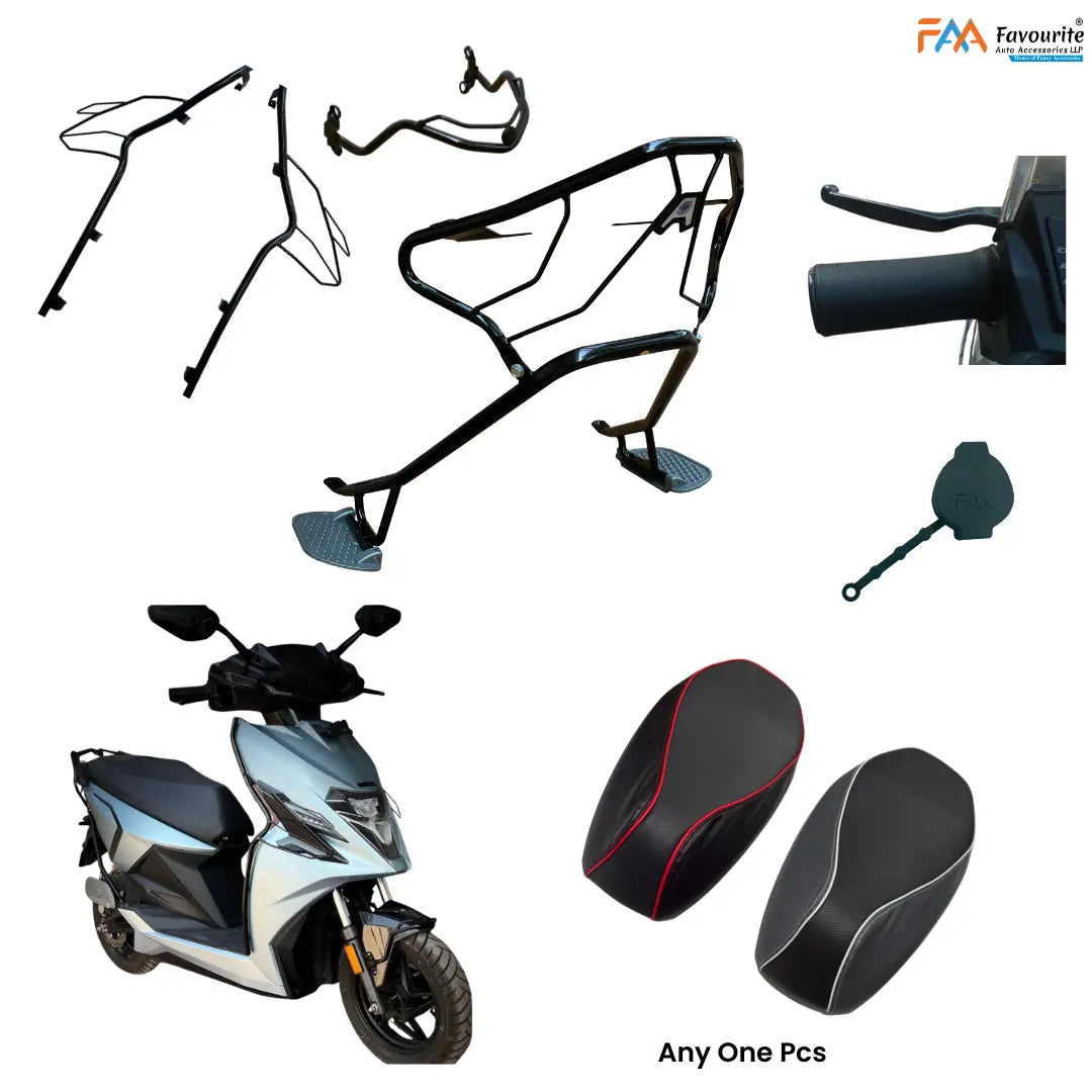 Simple One & Simple Dot Black Safety Guard Set (Front Guard, Rear Guard & Mud Guard) with Free Seat Cover, Grip Cover & Charger Socket Cap