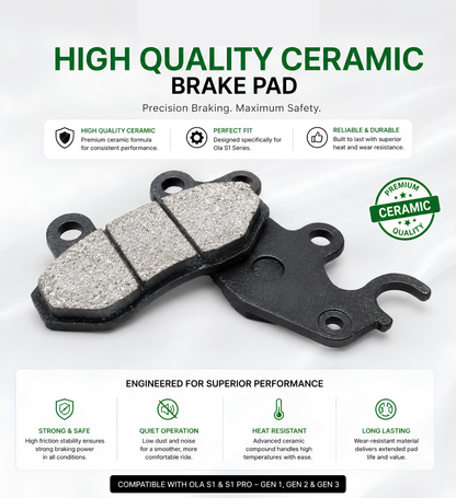 Ola S1 & S1 Pro Gen 1, 2, 3 Brake Pad Full Set - Front + Rear Disc Pads (Heavy Quality)